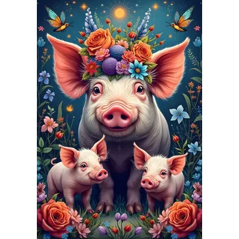 Puzzle Alipson Puzzle Rodina prasátek na procházce, 1000 dílků + k objednávce puzzle zdarma