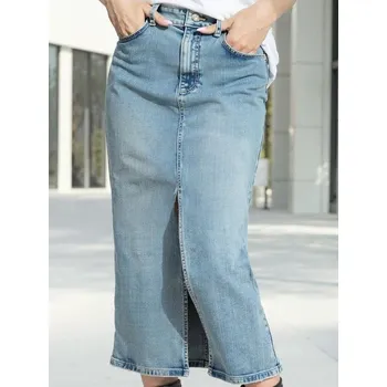 Dámská sukně Sinsay - Džínová midi sukně s rozparkem - tyrkysová - 880EV-65J - 880EV-65J-38