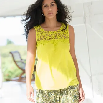 Dámské tričko Jednobarevný top s macramé anýzová 46/48