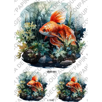 Umělecký papír Rýžový a soft papír na decoupage - Ryby akvarijní - KB01645 Materiál: Soft, Rozměr: A4
