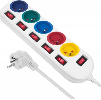 Prodlužovací kabel Prodlužovací Kabel lištový Maclean Energy 1,5 m 5 ks zásuvek, bílý