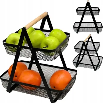 Obraz Koš na ovoce Brunbeste kovový černý dvoupatrový