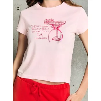 Oblečení a móda Sinsay - Bavlněné oversize tričko s potiskem - růžová - 765IN-30X - 765IN-30X-XS