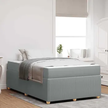 Postel vidaXL Rám postele s matrací Světle šedá 120 x 190 cm textil [3398366]