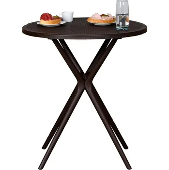 Jídelní stůl Plastový kulatý stůl COFFEE TIME, kávová