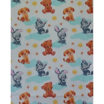 Bavlněná česká látka šíře 160cm - Zvířátka s obláčky (50cm)