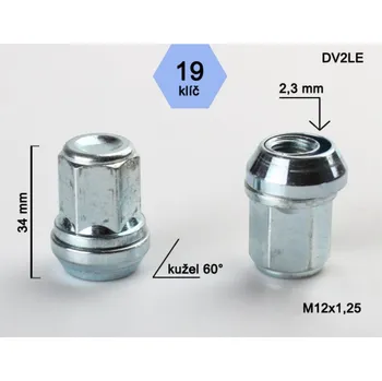Matice na kolo Kolová matice M12x1,25 kužel plovoucí, zavřená, klíč 19, BIMECC