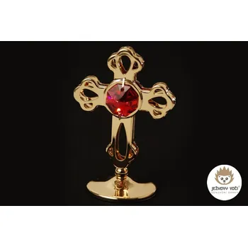 DEKORACE CRYSTOCRAFT SE SKLENĚNÝM KRYSTALEM - ZLATÝ KŘÍŽ SE SIAM KRYSTALEM