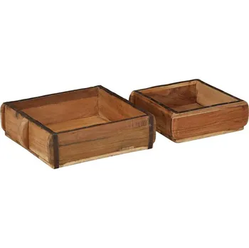 Příborník do zásuvky vidaXL Podnos 2 pcs Hnědá 29 x 31 x 10 cm Masivní obnovované dřevo
