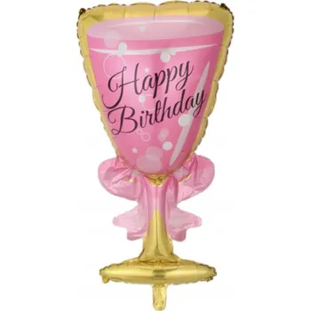 Balónek Fóliový balónek Sklenice šampaňského "Happy Birthday"