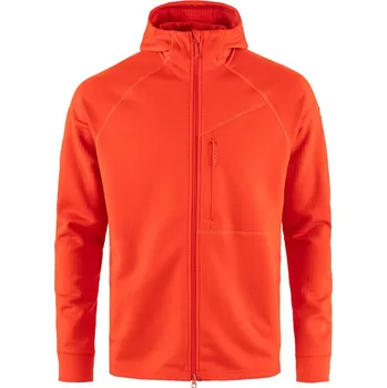 Pánská mikina mikina pánská FJÄLLRÄVEN Abisko Grid Fleece Hoodie M Flame Orange - S