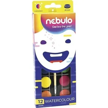 Vodová barva AKVARELOVÉ BARVY NEBULO 12 BAREV + ŠTĚTEC