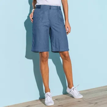 Dámské kraťasy Široké šortky s pružným úpletovým pasem denim 38