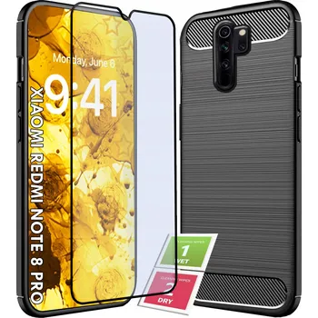 Pouzdro na mobilní telefon Pouzdro Pouzdro Zadní Kryt pro Xiaomi Redmi Note 8 Pro černé + ochranné sklo na displej