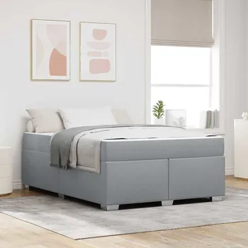 Postel vidaXL Rám postele s matrací Světle šedá 140 x 200 cm textil [3399187]