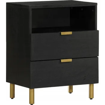 Noční stolek Noční Stolek Boční stolek Černý Materiál Dřevo 50x33x62 cm