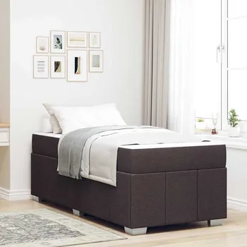 Postel vidaXL Rám postele s matrací Tmavě hnědá 80 x 200 cm textil [3398247]