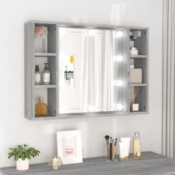 Úložný box Nábytek XL Zrcadlová skříňka s LED šedá sonoma 76 x 15 x 55 cm 820446