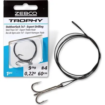 Rybářský háček Zebco návazec ocelový Trophy Steel Trace 7x7 - Expert Treble Hook L Varianta: #1 / 15kg/ 0,26mm/ 60cm