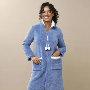 Dámský župan Fleecový župan modrá džínová/režná 52