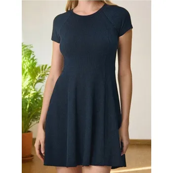 Dámské šaty Sinsay - Mini šaty z&nbsp;žebrovaného úpletu - námořnická modrá - 917EY-59X - 917EY-59X-S