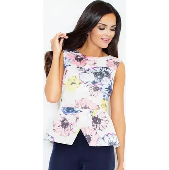 Dámská halenka Dámská halenka M382 - Figl bílá s květinovým vzorem M