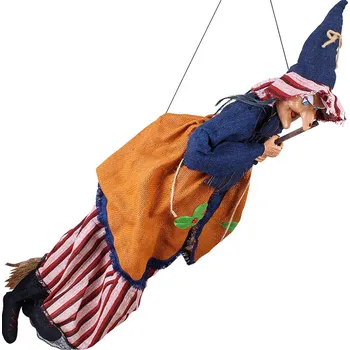 Velká bosorka na koštěti 110cm (Halloweenská dekorace do bytu)