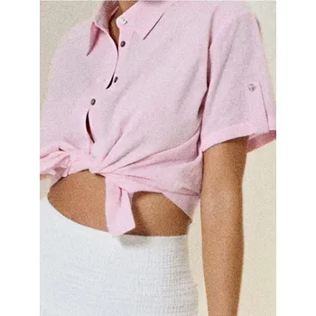 Dámské oblečení Sinsay - Bavlněná košile s krátkým rukávem - růžová - 921EN-30X - 921EN-30X-XL