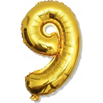 Balónek Foliový balónek číslice 9 zlatý 40 cm 1 ks