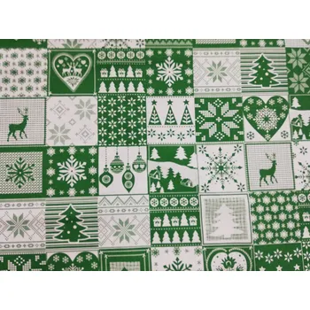 Bavlněná látka vánoční šíře 160cm - patchwork zelený (50cm)
