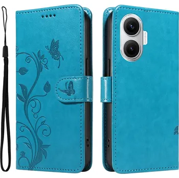 Pouzdro na mobilní telefon Flowers knížkové pouzdro na Xiaomi Poco F7 5G - modré
