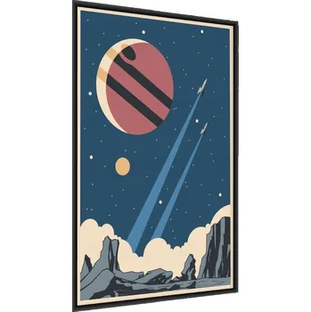 Obraz Plakát Komické rakety PLANETY Retro styl 30x40 v rámu 30 x 40 cm