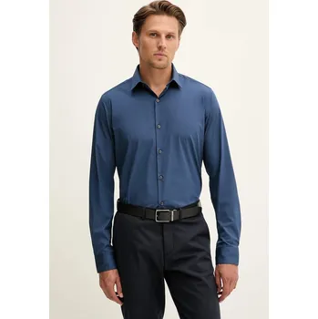 Pánská košile Košile Calvin Klein pánská, modrá barva, slim, s klasickým límcem, LV019EU037 95X, vel. 42