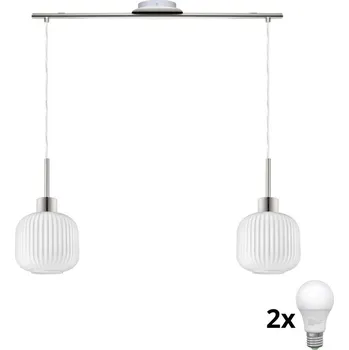 LED Lustr na lanku HARMA 2xE27/60W/230V matný chrom/bílá
