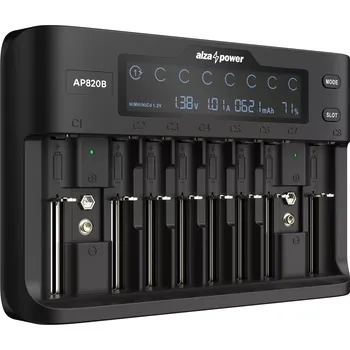 Nabíječka baterií AlzaPower Battery Charger AP820B (Nabíječka baterií pro AA/AAA akumulátory, NiMH a NiCd, Ni-Mh, Li-ion 18650, LiFePo4,nabíjecí proud 2A (max), 4Safe - ochrana proti zkratu, přepětí, přetížení a přehřátí, podpora rychlého nabíjení a chytrého nabíjení,)