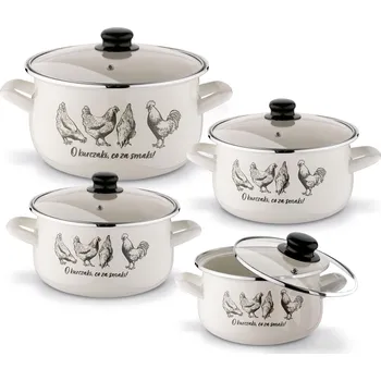 Sada nádobí Sada 4 smaltovaných hrnců s pokličkami TADAR 8 el.