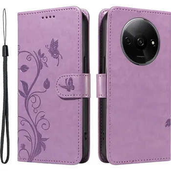 Pouzdro na mobilní telefon Flowers knížkové pouzdro na Xiaomi Redmi A3 - fialové