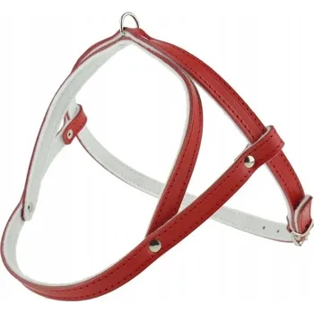 Postroj pro psa Kožená postroj pro psa s filcovým polstrováním, lícová kůže, 45 cm, Champion, červená