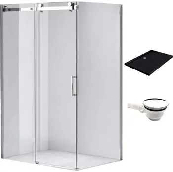 BPS-koupelny Obdélníkový sprchový kout HYD-OK202B 110x90 chrom/transparent + vanička HYD-OSV-ST04B černá