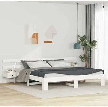 Postel vidaXL Rám postele s čelo Bílá 180 x 200 cm Masivní borové dřevo [3385680]