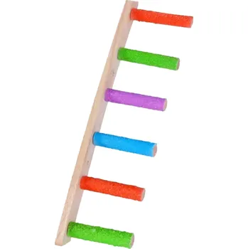 Příslušenství ke kleci pro ptáka Dřevěný žebřík pro papoušky 35 x 9 cm Hračka do klece pro ptáky s 6 schody Lezecká pomůcka Přírodní dřevo Zábava a pohyb pro papoušky