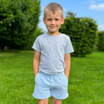 Kojenecká souprava Mušelínový set pro holčičku Barva: Modrá, Velikost: 92 - 18-24 m