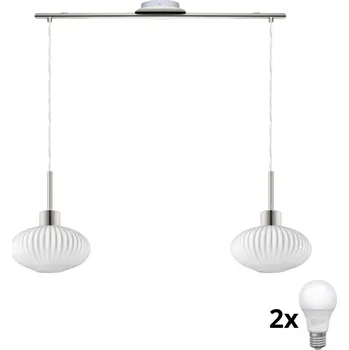 LED Lustr na lanku HARMA 2xE27/60W/230V matný chrom/bílá