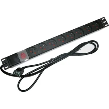 Rozvaděč XtendLan ZASUVKA8B-19-C14 Rozvodný panel, 19", 8x 230V, ČSN, přívodní kabel IEC 320 C14, vypínač, indikátor napětí ZASUVKA8B-19-C14