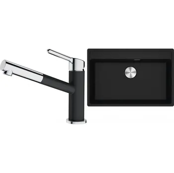 Granitový dřez Set RS Franke Maris MRG 610-72 RTL + Franke FC 3055 Orbit (černá matná + černá matná)