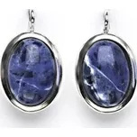 Zlaté náušnice, bílé i žluté zlato, přírodní kámen sodalit - NK 1454 (sodalit 14x10 mm)