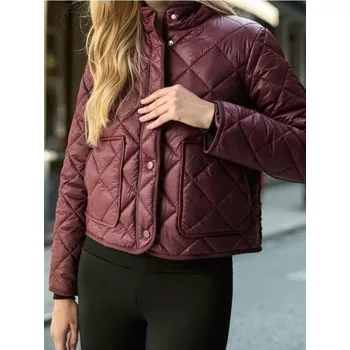 Dámský kabát Sinsay - Prošívaná bunda - burgundy - 098FJ-92X - 098FJ-92X-M