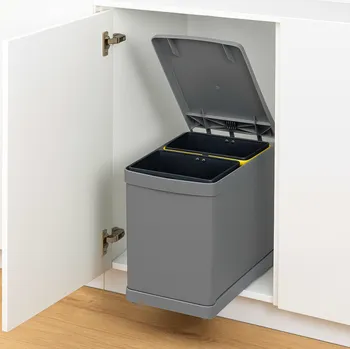 Odpadkový koš Gollinucci Výsuvný odpadkový koš 300 mm - 2 x 7,5 l / Šedý