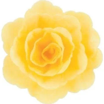 Jedlá dekorace na dort Dekorace oplatková - Růže velká 55 mm, žlutá, 3 ks