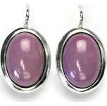 Zlaté náušnice, bílé i žluté zlato přírodní kámen phosphosiderit - NK 1454 (phosphosiderit 14x10 mm)